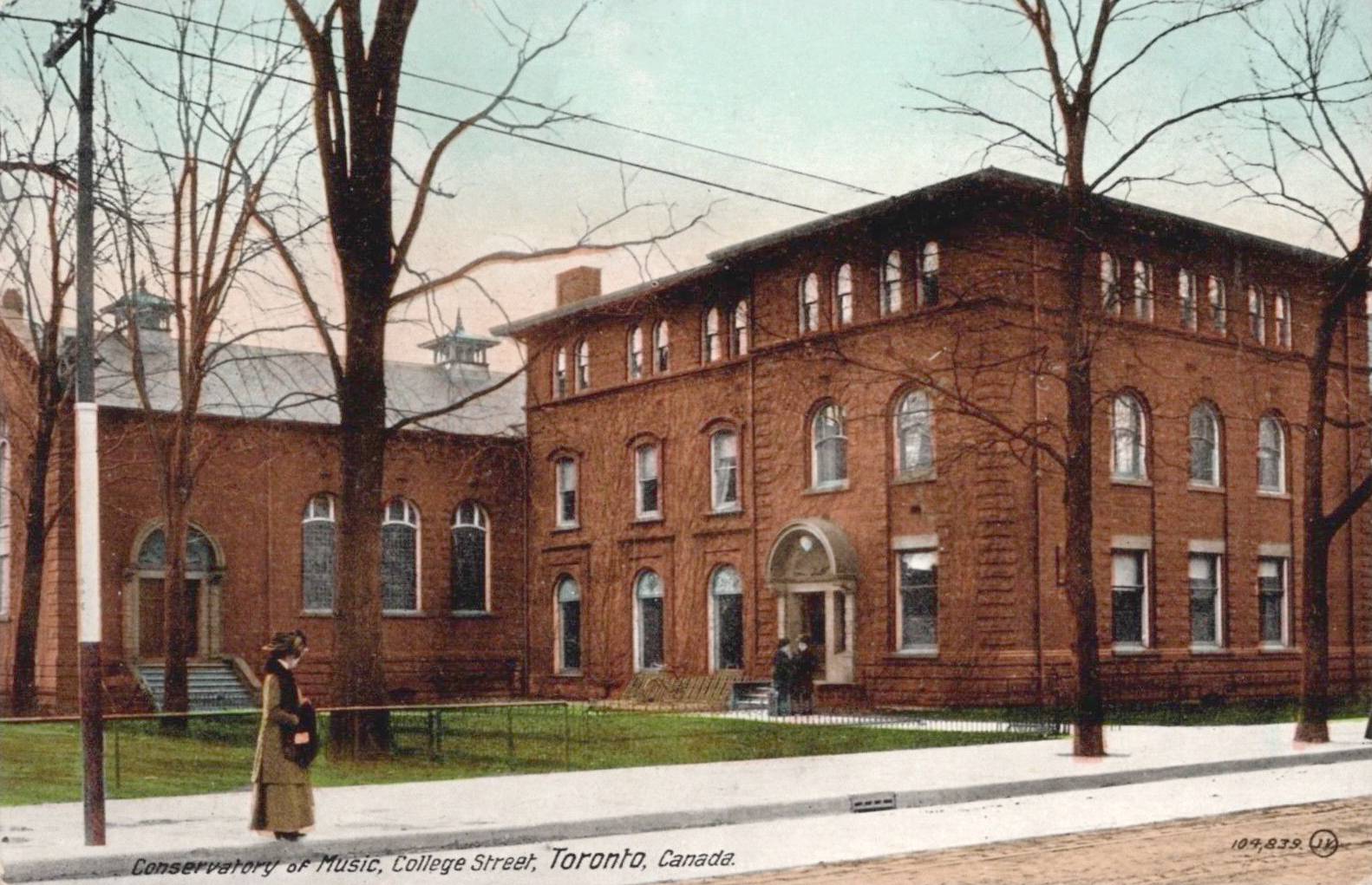xx postcard - toronto - conservatory of music - college street - before it moved to mcmaster hall when mcmaster university moved to hamilton in 1930 - tinted - c1910