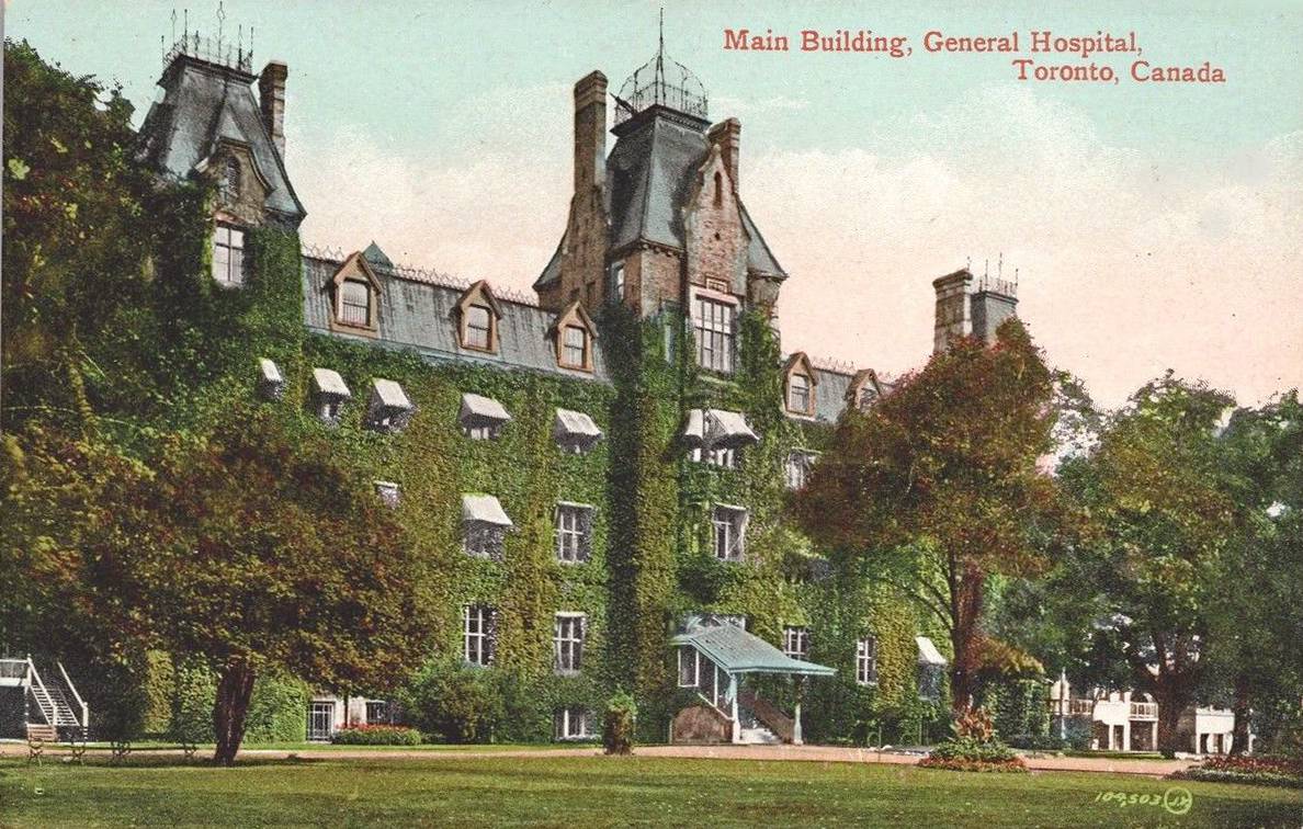 xx postcard - toronto - general hospital main building - nice version - tinted - c1910