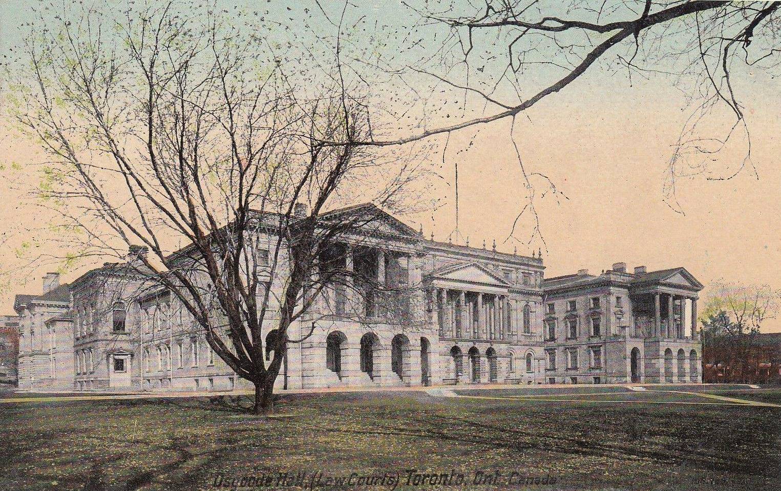 xx postcard - toronto - osgoode hall lawcourts - queen and university- tinted - c1910