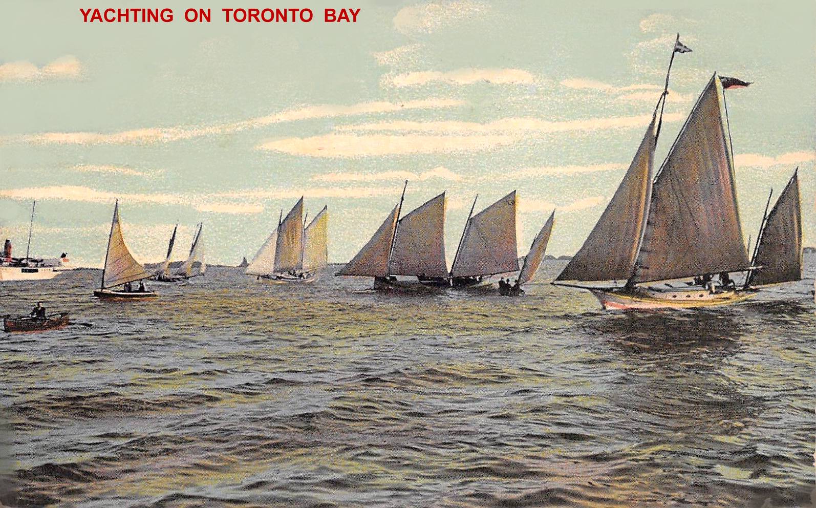 xx postcard - toronto - yachting on toronto bay - tinted - 1912