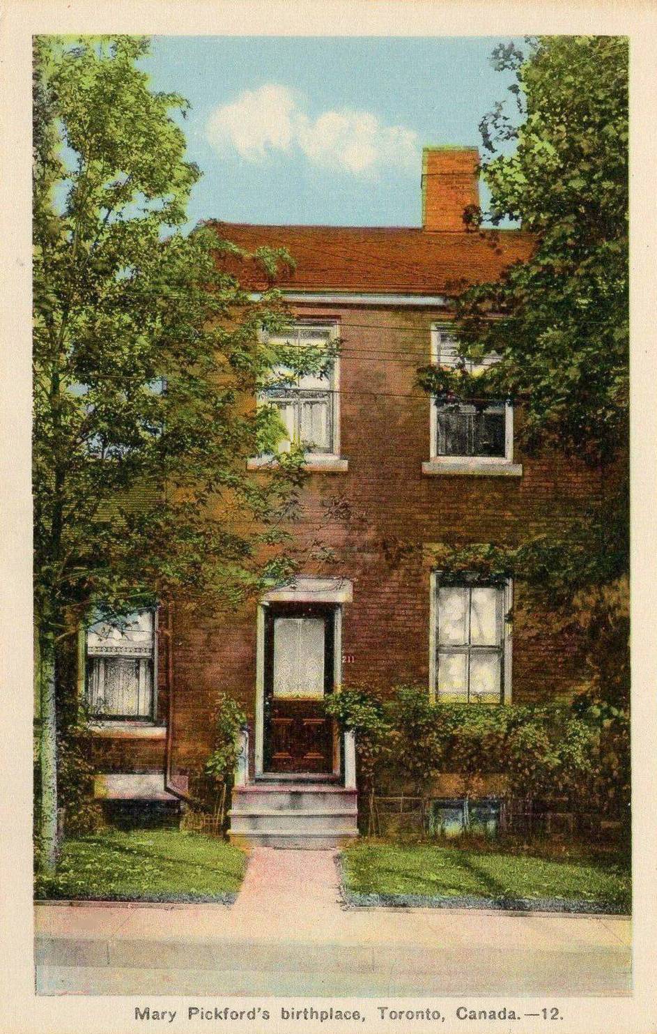 A POSTCARD - TORONTO - MARY PICKKFORD'S TORONTO HOME (BEFORE SHE LEFT) - 211 UNIVERSITY AVE - BEFORE UNIVERSITY AVE WAS WIDENED - TINTED - NICE VERSION - c LATE 1920s